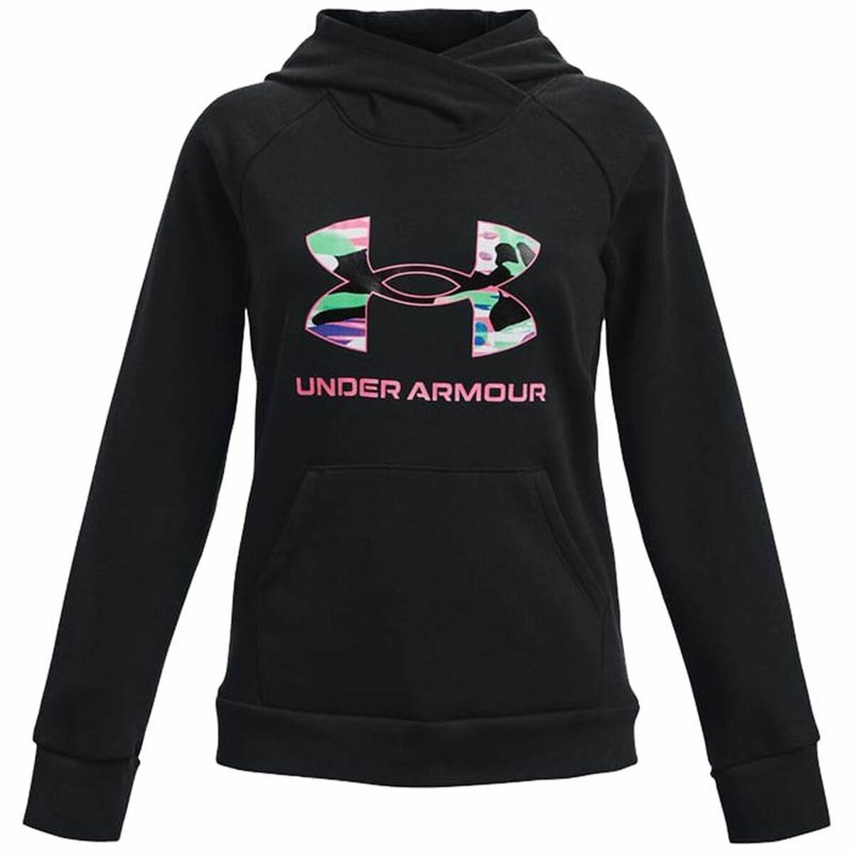 Sweatshirt med hætte til piger Under Armour Rival Big Logo Sort 14-16 år