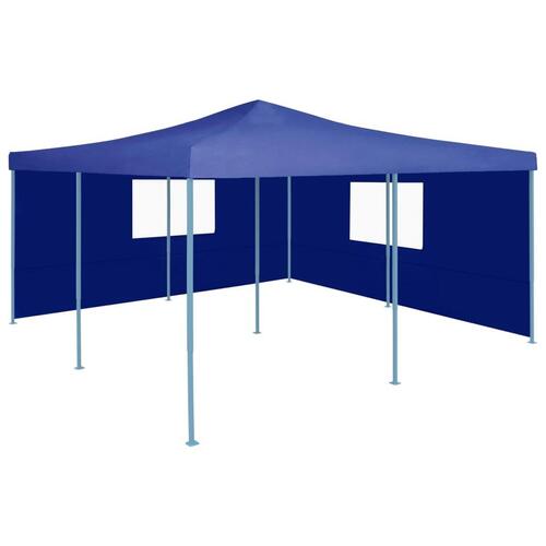 Foldbar pavillon med 2 sidevægge 5x5 m blå