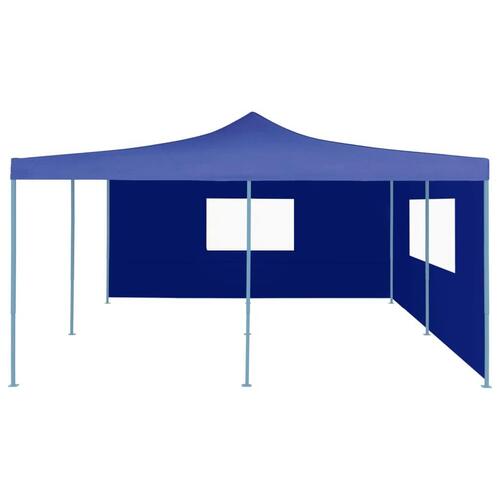 Foldbar pavillon med 2 sidevægge 5x5 m blå