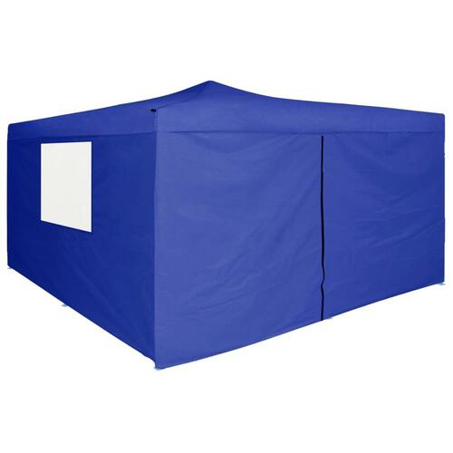 Foldbar pavillon med 4 sidevægge 5x5 m blå