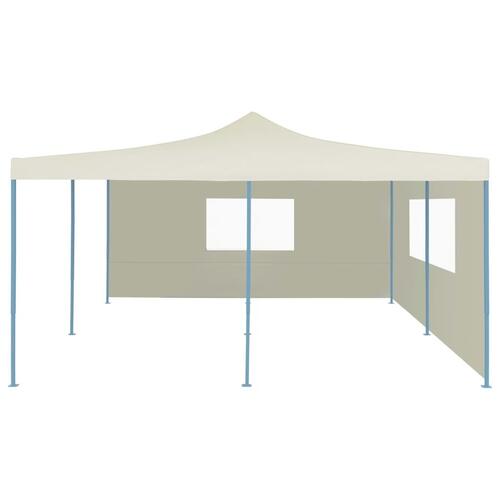 Foldbar pavillon med 2 sidevægge 5x5 m cremefarvet