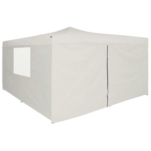 Foldbar pavillon med 4 vægge 5x5 m cremefarvet