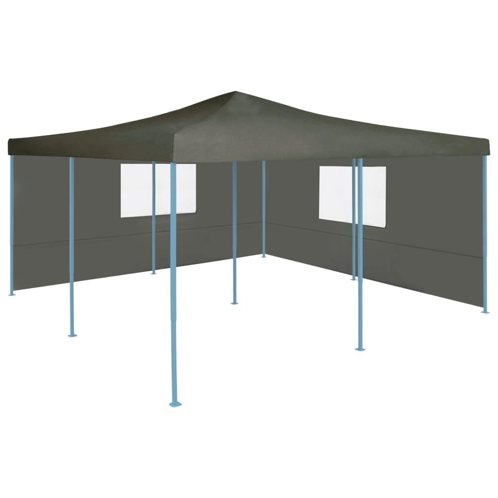 Foldbar pavillon med 2 sidevægge 5x5 m antracitgrå