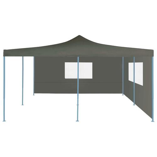 Foldbar pavillon med 2 sidevægge 5x5 m antracitgrå