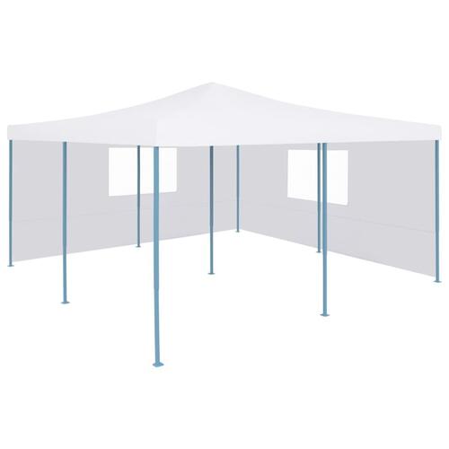 Foldbar pavillon med 2 sidevægge 5x5 m hvid