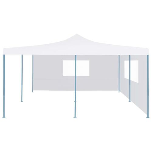 Foldbar pavillon med 2 sidevægge 5x5 m hvid