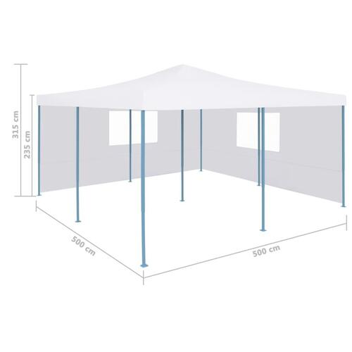 Foldbar pavillon med 2 sidevægge 5x5 m hvid
