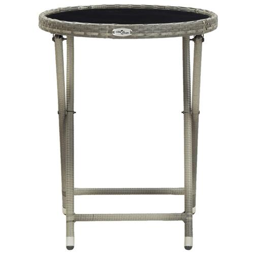 Tebord 60 cm hærdet glas og polyrattan grå