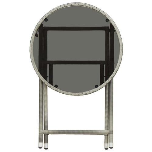 Tebord 60 cm hærdet glas og polyrattan grå