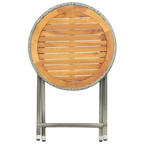 Tebord 60 cm massivt akacietræ og polyrattan grå