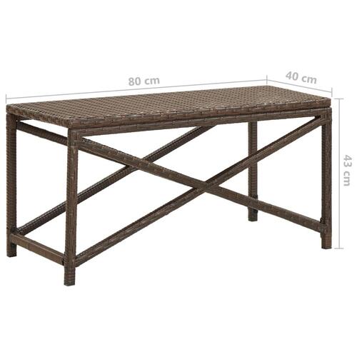 Havebænk 80 cm polyrattan brun