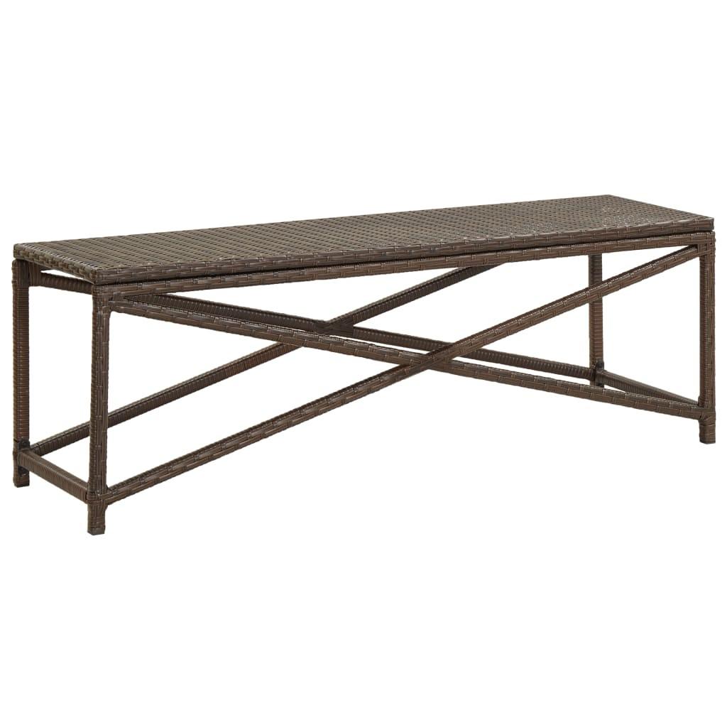Havebænk 120 cm polyrattan brun