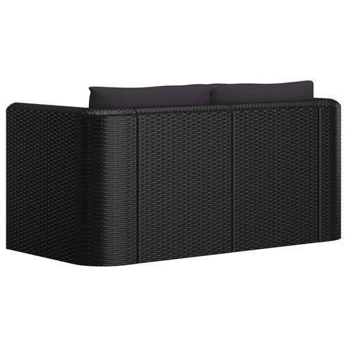 Havesofasæt 2 dele med hynder polyrattan sort