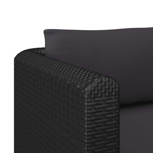 Havesofasæt 2 dele med hynder polyrattan sort