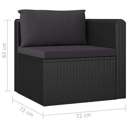 Havesofasæt 3 dele med hynder polyrattan sort