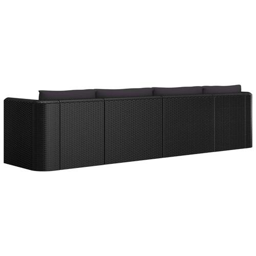 Havesofasæt med hynder 4 dele polyrattan sort