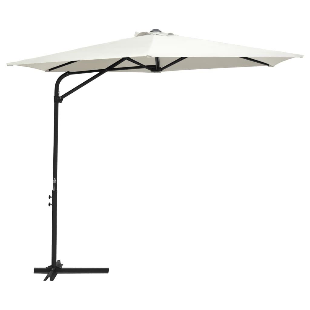 Udendørs parasol med stålstang 300 cm sandhvid