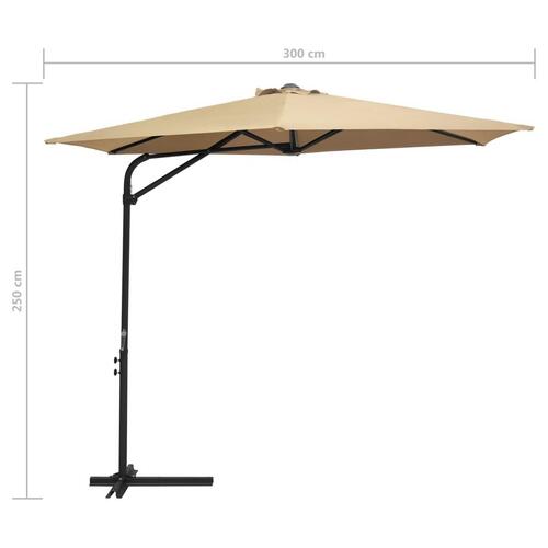 Udendørs parasol med stålstang 300 cm gråbrun