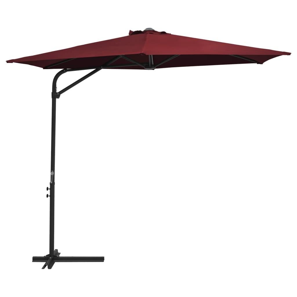Udendørs parasol med stålstang 300 cm bordeauxrød