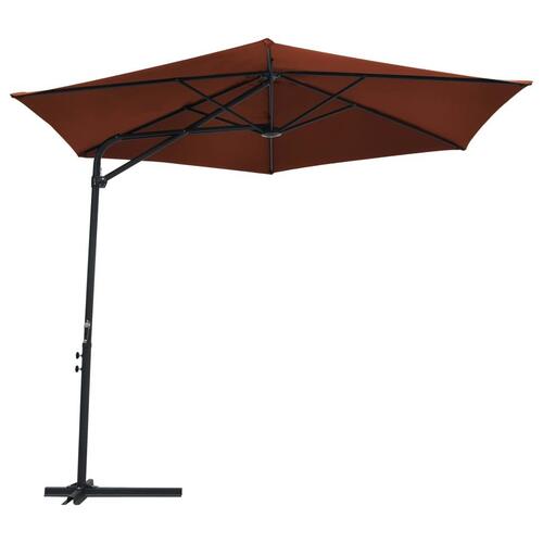 Udendørs parasol med stålstang 300 cm terracottafarvet