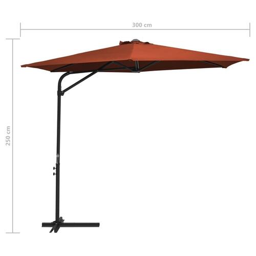 Udendørs parasol med stålstang 300 cm terracottafarvet
