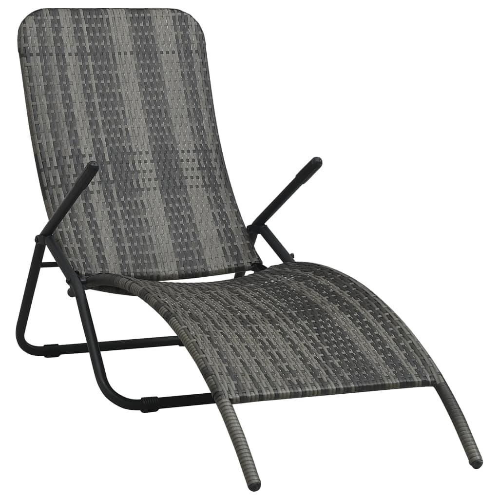 Foldbar liggestol polyrattan grå