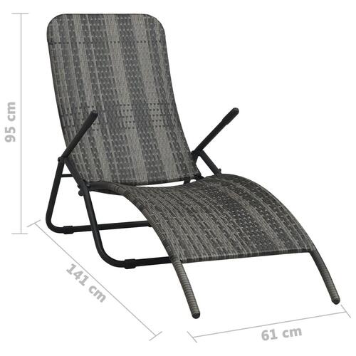 Foldbar liggestol polyrattan grå