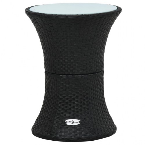 Havebord tromleformet polyrattan sort