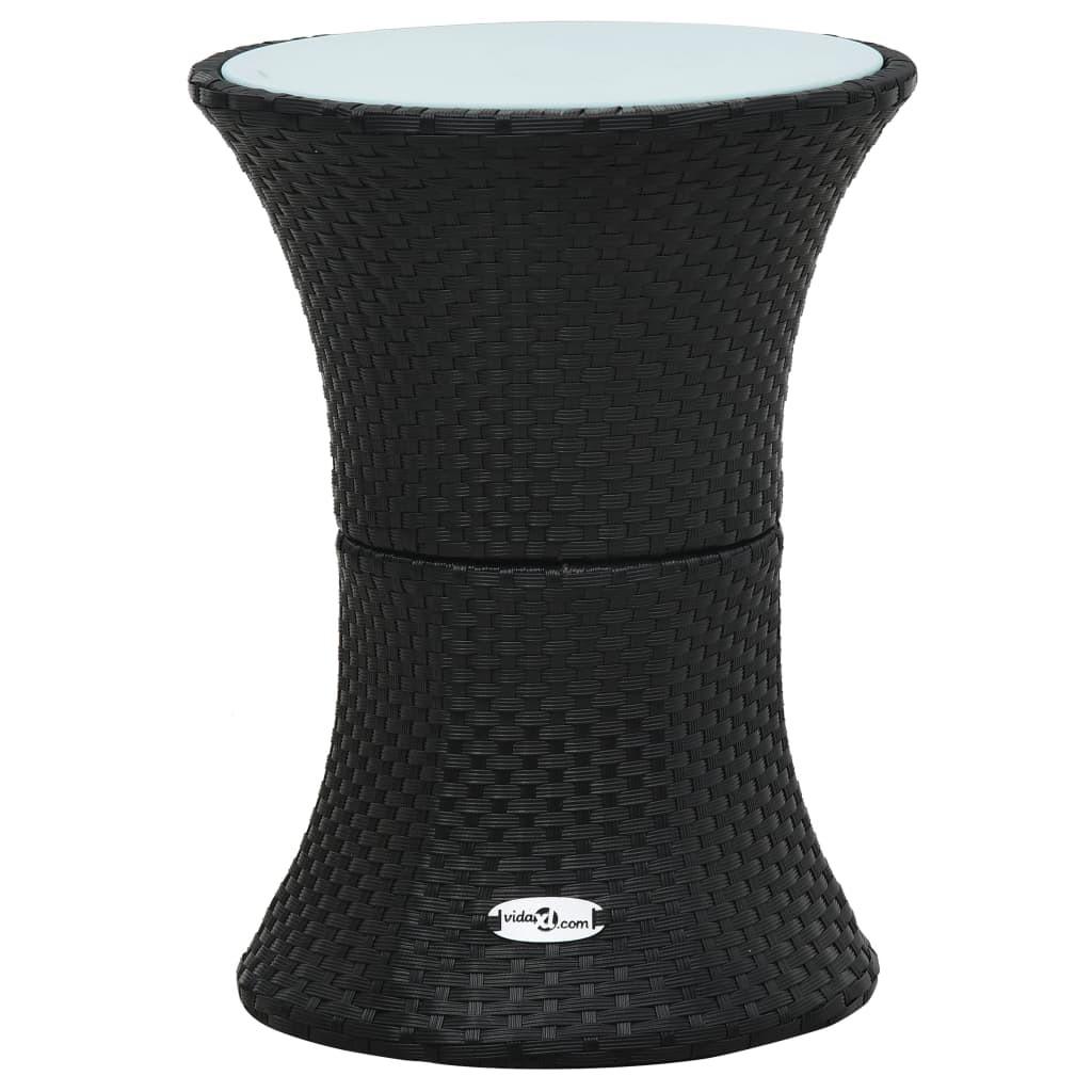 Havebord tromleformet polyrattan sort