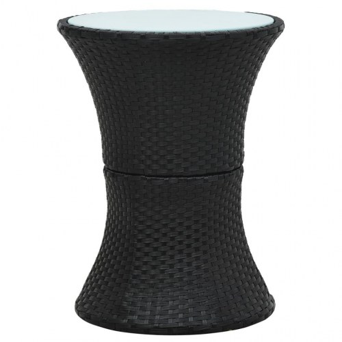 Havebord tromleformet polyrattan sort