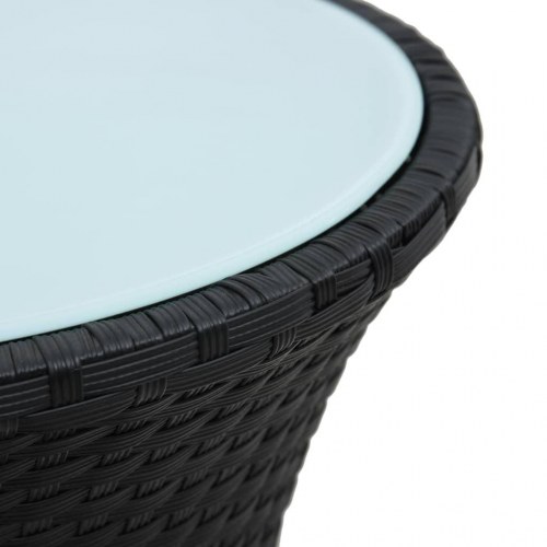 Havebord tromleformet polyrattan sort