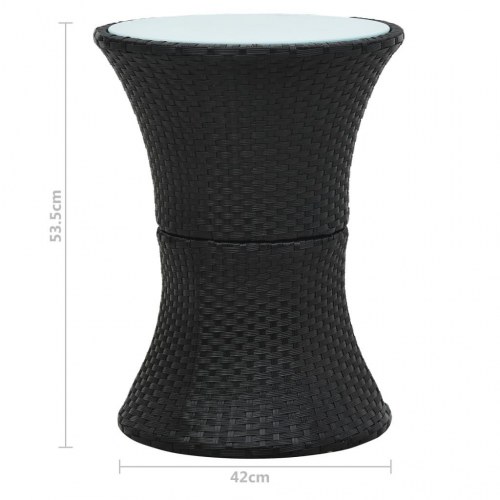 Havebord tromleformet polyrattan sort