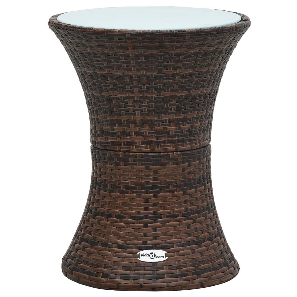 Havebord tromleformet polyrattan brun