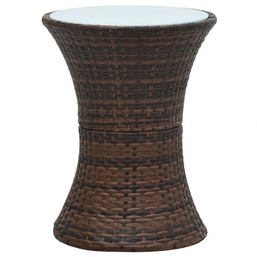 Havebord tromleformet polyrattan brun