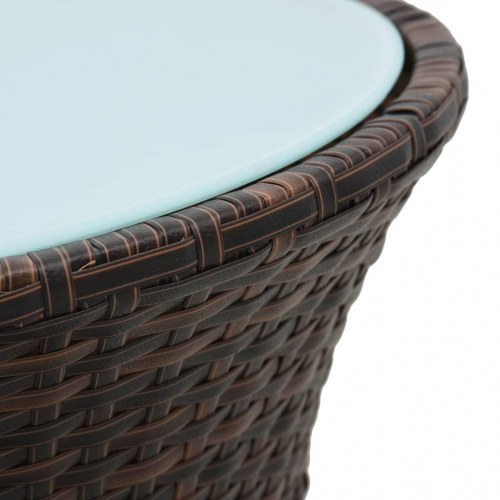 Havebord tromleformet polyrattan brun