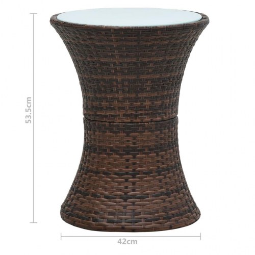 Havebord tromleformet polyrattan brun