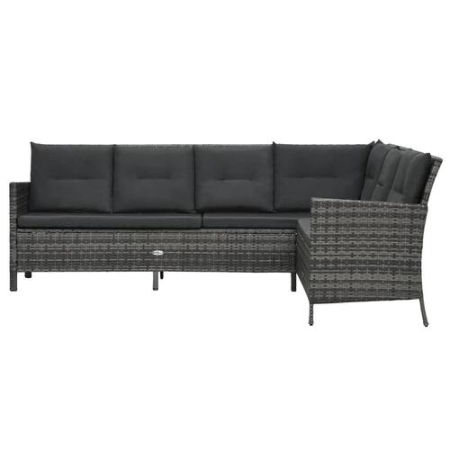 Haveloungesæt 3 dele med hynder polyrattan grå