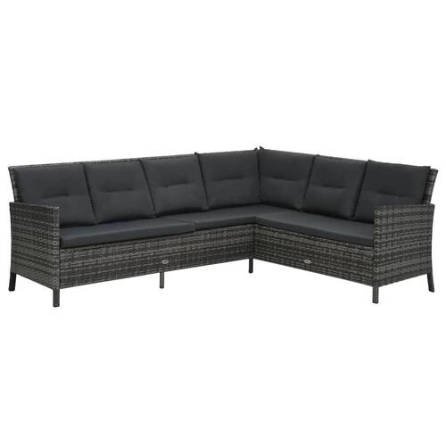 Haveloungesæt 3 dele med hynder polyrattan grå