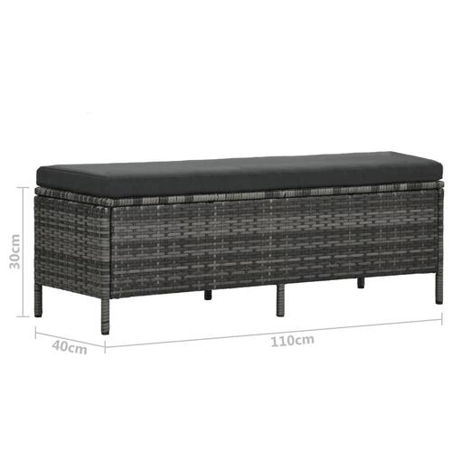 Haveloungesæt 3 dele med hynder polyrattan grå