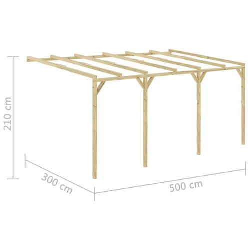 Vægmonteret pergola 5x3x2,1 m træ