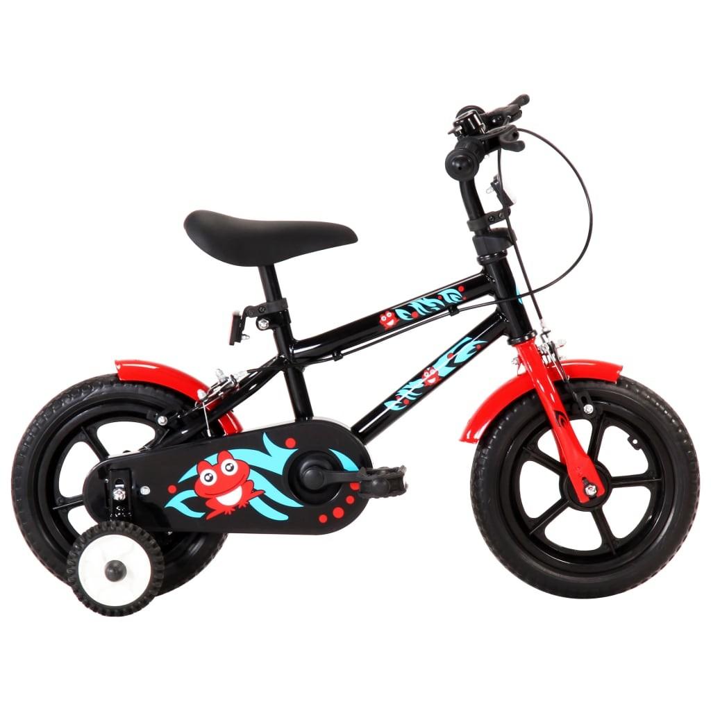 Børnecykel 12 tommer sort og rød