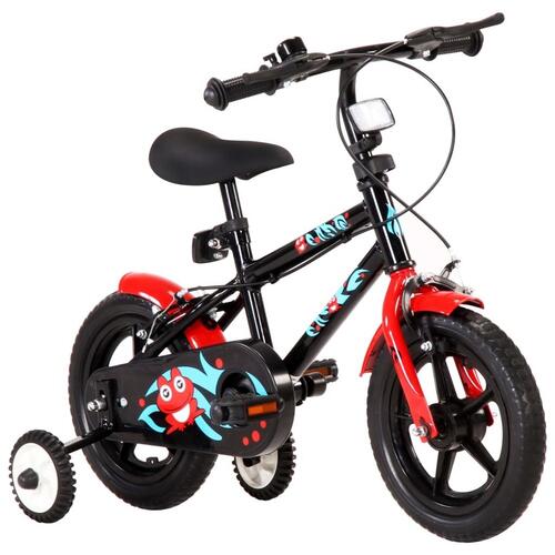Børnecykel 12 tommer sort og rød