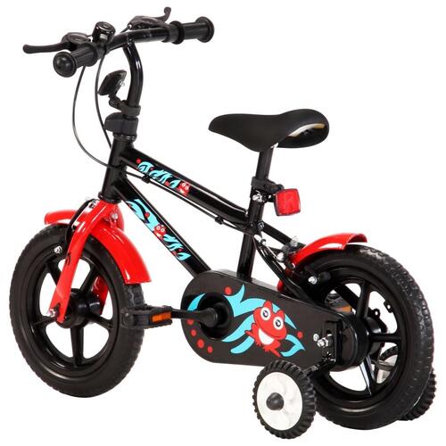 Børnecykel 12 tommer sort og rød