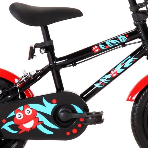 Børnecykel 12 tommer sort og rød