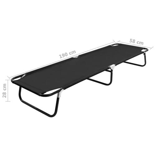 Foldbar liggestol stål sort