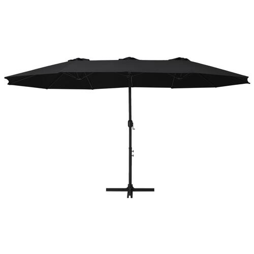 Udendørs parasol med aluminiumsstang 460 x 270 cm sort