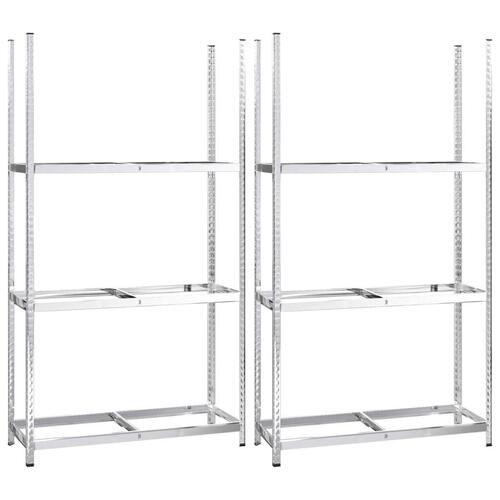 Dækreoler 2 stk. med 3 hylder 110x40x200 cm stål sølvfarvet