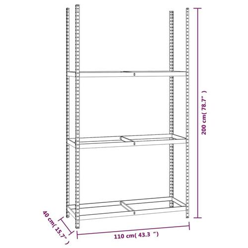 Dækreoler 2 stk. med 3 hylder 110x40x200 cm stål sølvfarvet