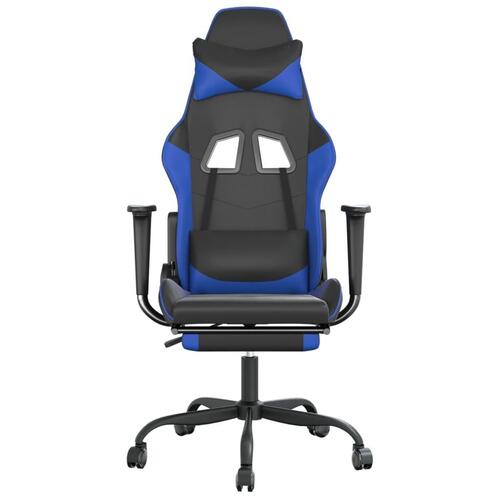 Gamingstol med fodstøtte kunstlæder sort og blå