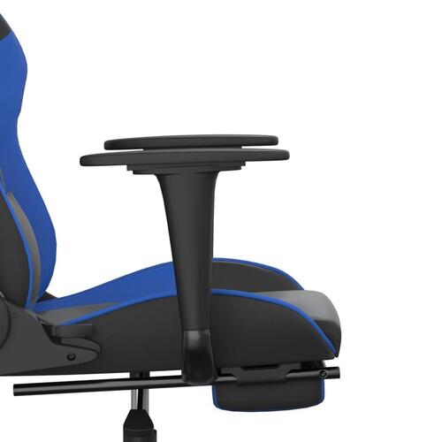 Gamingstol med fodstøtte kunstlæder sort og blå